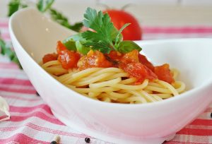 Image shows yummy pasta of a veg diet