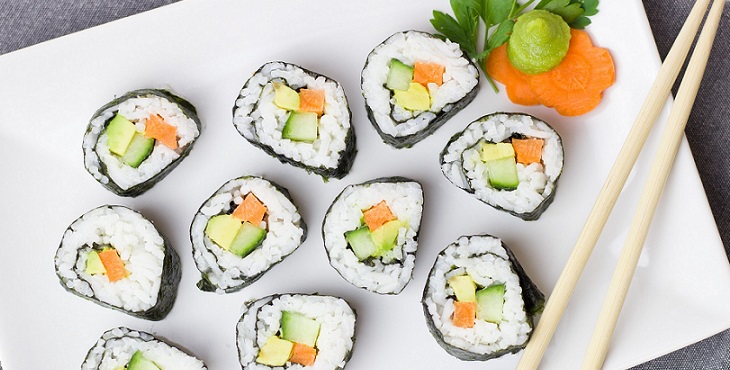 Image of vegan sushi. Vegetarian Diet Recommendations For Ascending Humans