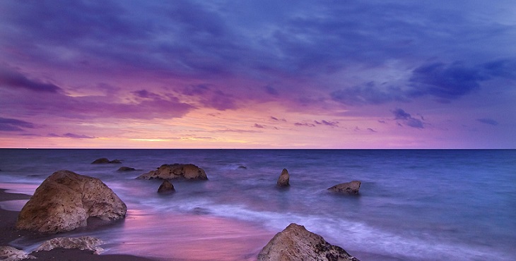 Image of a splendid lavender hued sunset at the beach. Earth Archive #5