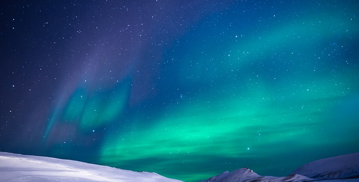 Image of a beautiful aurora borealis in Norway.