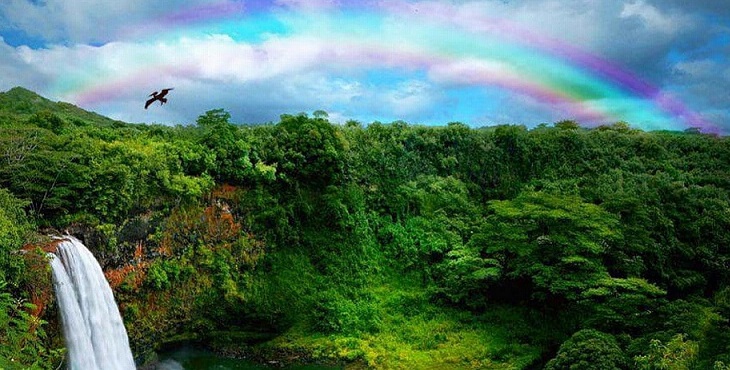 Image of a pretty rainbow over fertile valley. The Dance of Story Telling