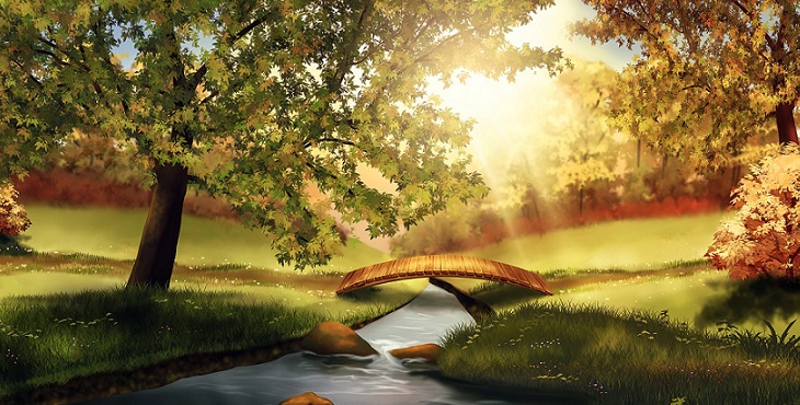 Image of a peaceful scene in nature with gentle golden sunlight shining though the branches and leaves of a tree. Psychology of Self #9