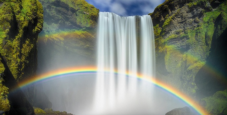 Image of a lovely double rainbow over a waterfall in Iceland. Psychology of Self #3